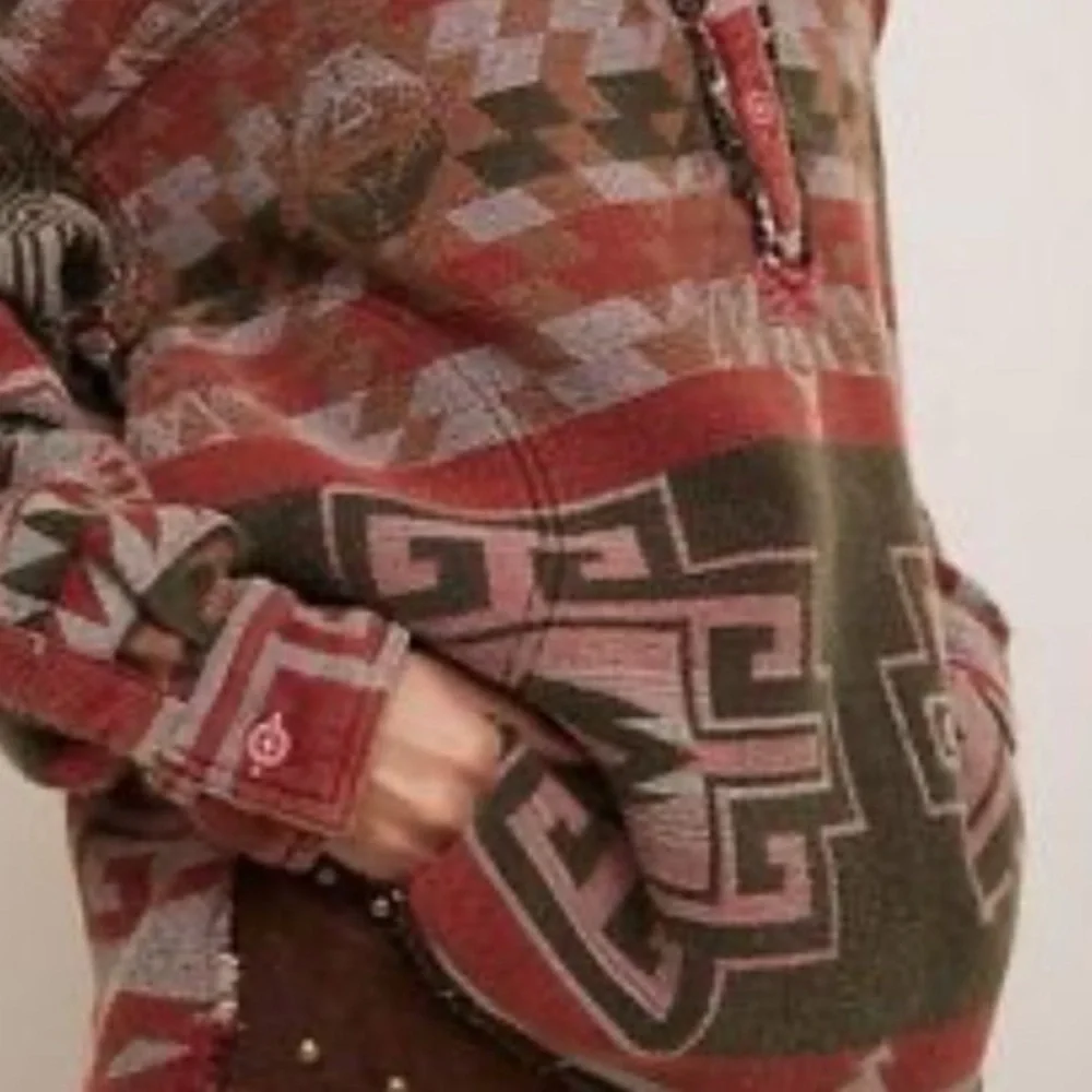 NWT Free People Arizona Sky Cotton Pullover Top Crimson Combo size Large - Picture 3 of 3